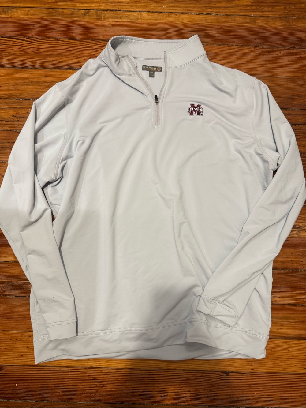 Peter Millar Men’s Mississippi State Light Gray Quarter-Zip Pullover Jacket